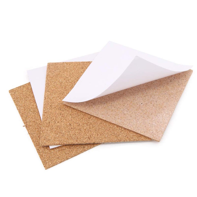 Apol 40 Pcs Square Self-Adhesive Cork Sheets,4"x 4" Cork Mats Backing Sheets Mini Wall Cork Tiles for Heat Resistant Coasters and DIY Crafts Supplies - Image 3